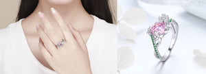Huge collection of stylish pink rings. 