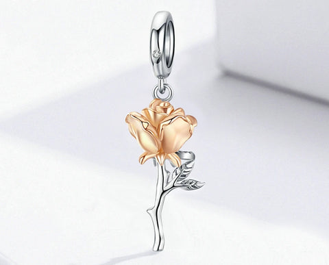 Gold plated rose charm / pendant made from sterling silver 