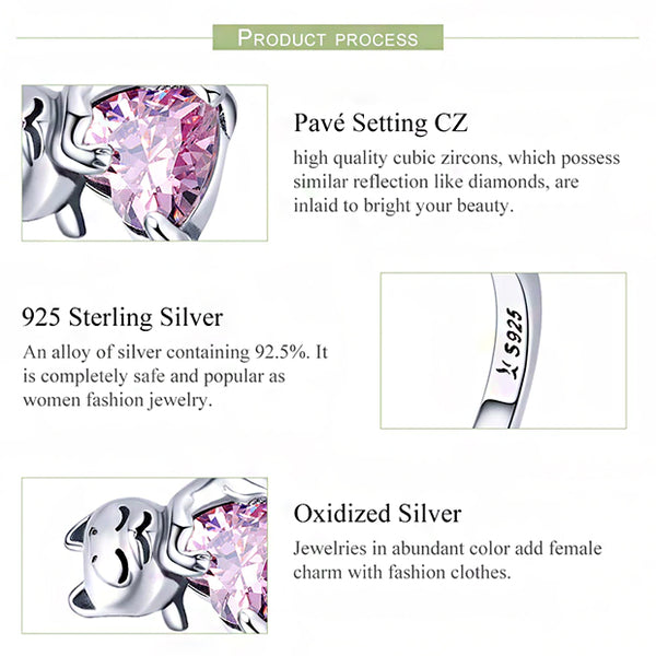 Ring: Sterling Silver Adorable Cat Pink Ring