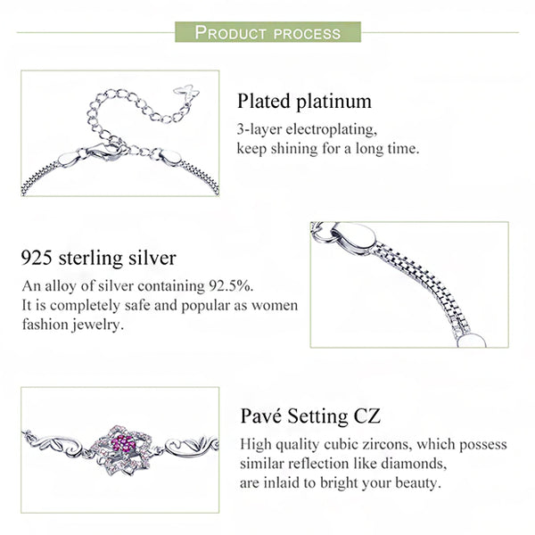 Bracelet: Sterling Silver Blooming Peach Love Flower Bracelet