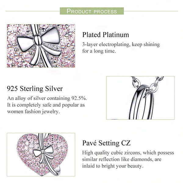 Necklace: Sterling Silver Luminous Pink CZ Bow Knot Necklace
