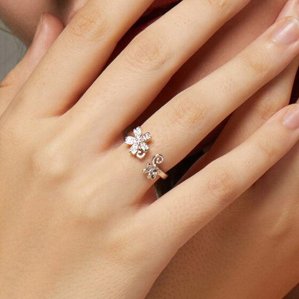 Ring: Sterling Silver Pink Sakura Cherry Flower Ring