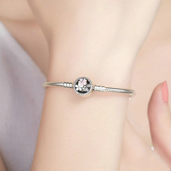 Sterling Silver Poetic Daisy Cherry Blossom Bracelet