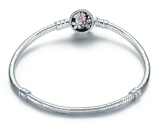 Sterling Silver Poetic Daisy Cherry Blossom Bracelet
