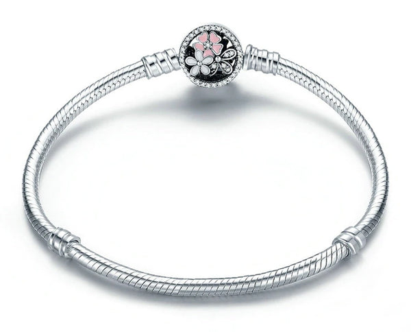 Sterling Silver Poetic Daisy Cherry Blossom Bracelet