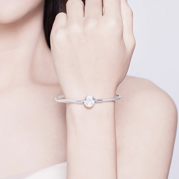 Sterling Silver Letter A Charm Bracelets Bangle