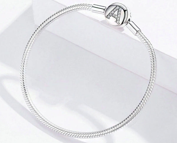 Sterling Silver Letter A Charm Bracelets Bangle