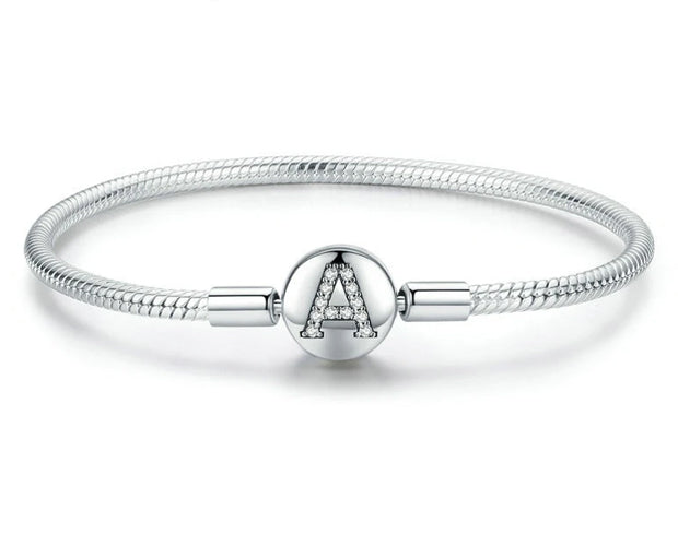 Sterling Silver Letter A Charm Bracelets Bangle