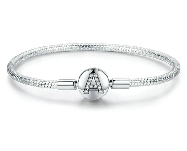 Sterling Silver Letter A Charm Bracelets Bangle