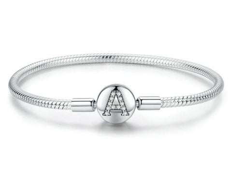 Sterling Silver Letter A Charm Bracelets Bangle