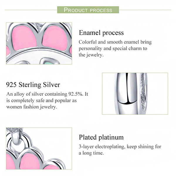 CHARMDANT: Sterling Silver Little Dinosaur Pink Charm / Pendant