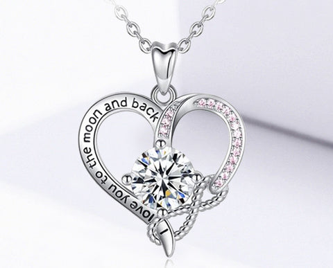 Necklace: Sterling Silver Love Heart Knot Pendants Necklaces
