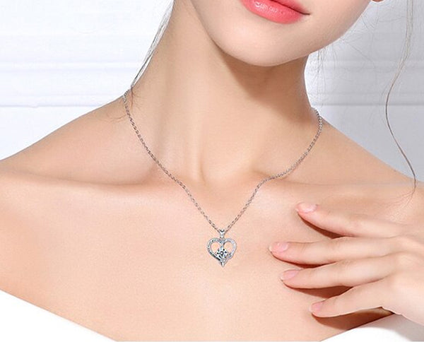 Necklace: Sterling Silver Love Heart Knot Pendants Necklaces