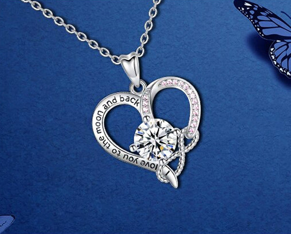 Necklace: Sterling Silver Love Heart Knot Pendants Necklaces