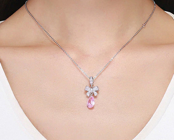 CHARMDANT: Sterling Silver Pink Bow Knot Charm / Pendant
