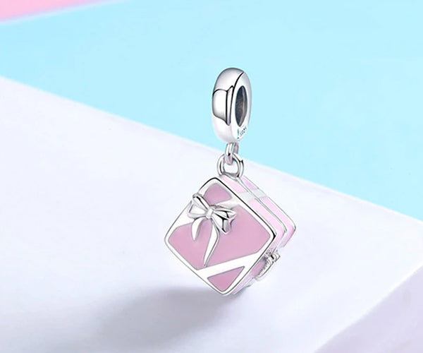 CHARMDANT: Sterling Silver Promise Pink Box Charm / Pendant