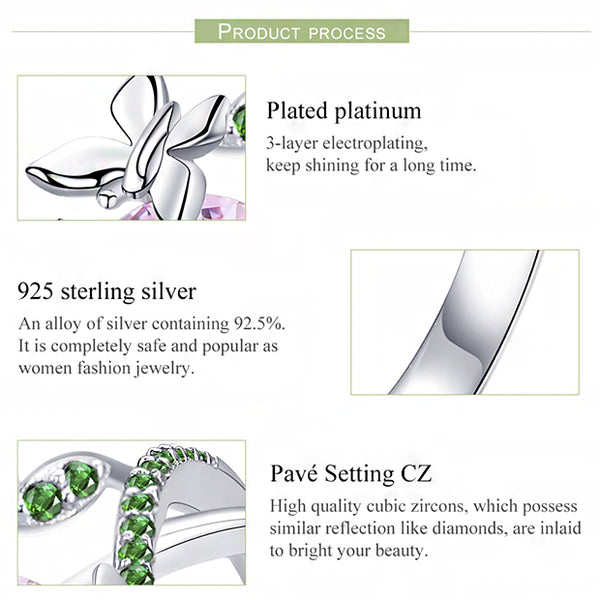 Ring: Sterling Silver Secret Garden Flower Butterfly Finger Ring