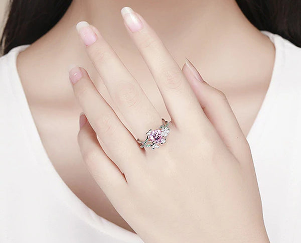 Ring: Sterling Silver Secret Garden Flower Butterfly Finger Ring