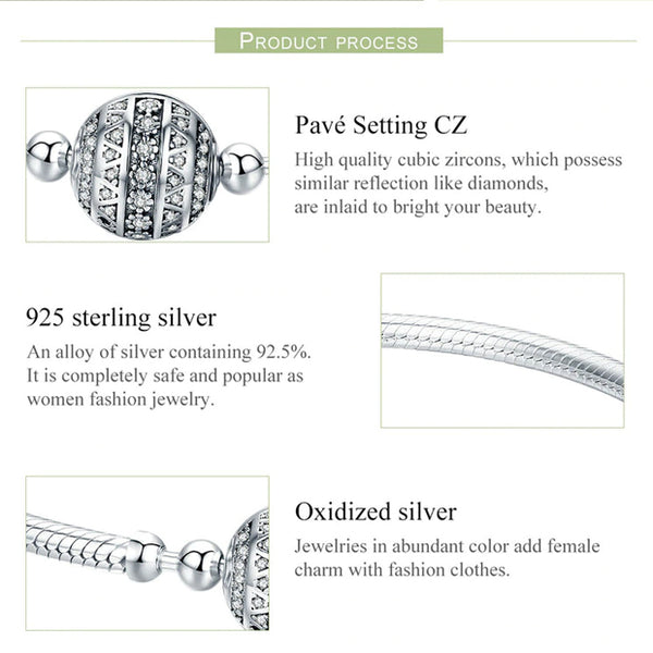 Sterling Silver Sparkling Ball Bracelet Bangles