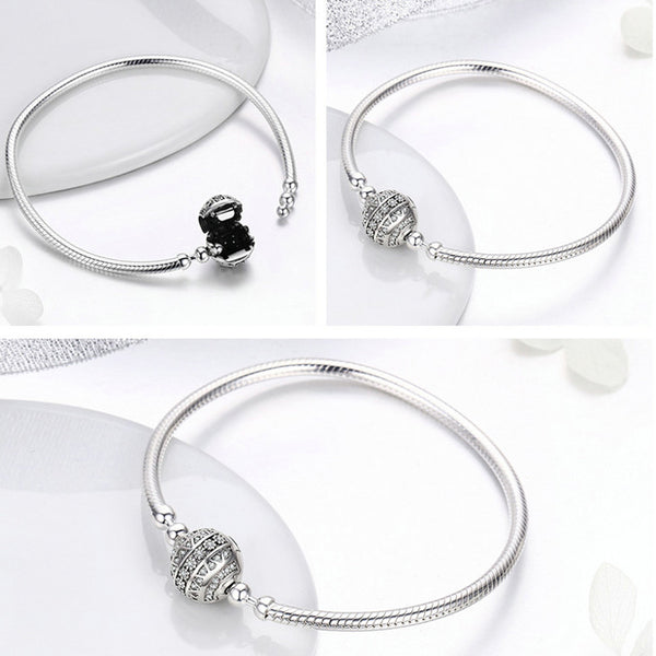 Sterling Silver Sparkling Ball Bracelet Bangles