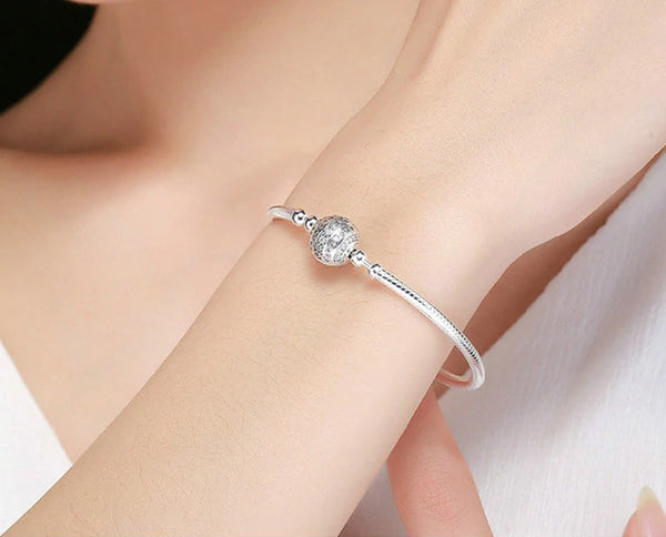 Sterling Silver Sparkling Ball Bracelet Bangles