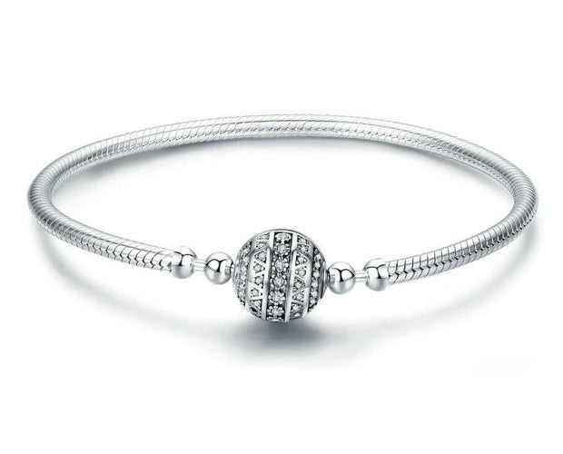Sterling Silver Sparkling Ball Bracelet Bangles
