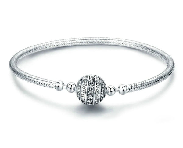 Sterling Silver Sparkling Ball Bracelet Bangles
