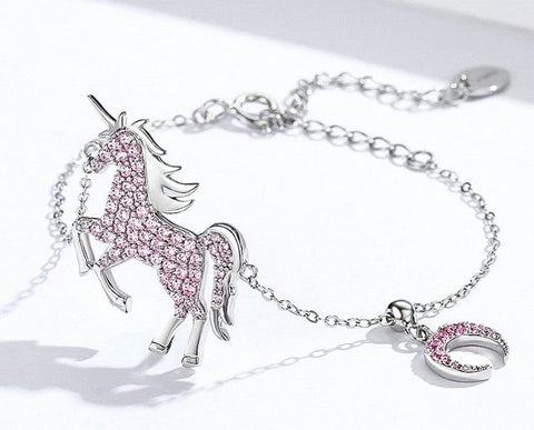 Bracelet: Sterling Silver Unicorn Moon Horse Chain Bracelets