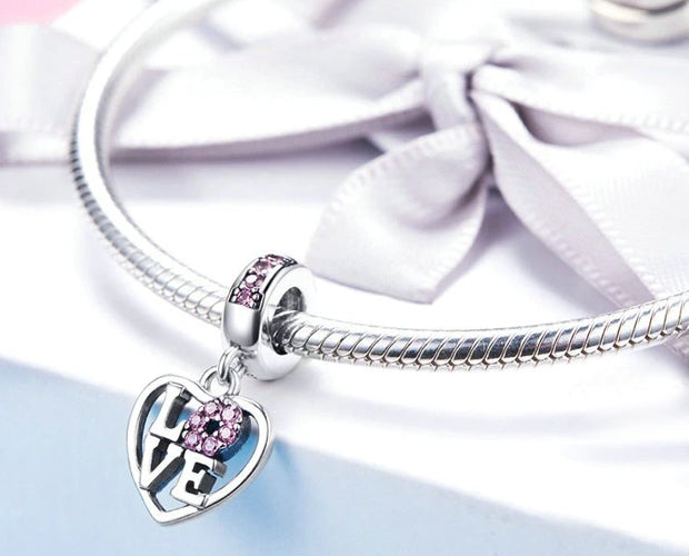 CHARMDANT: Sterling Silver Valentine Love Heart Charm / Pendant