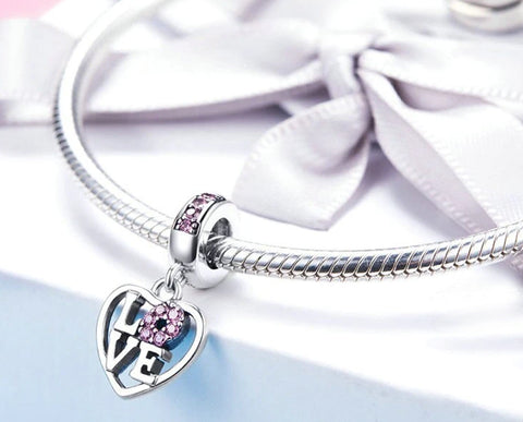 CHARMDANT: Sterling Silver Valentine Love Heart Charm / Pendant