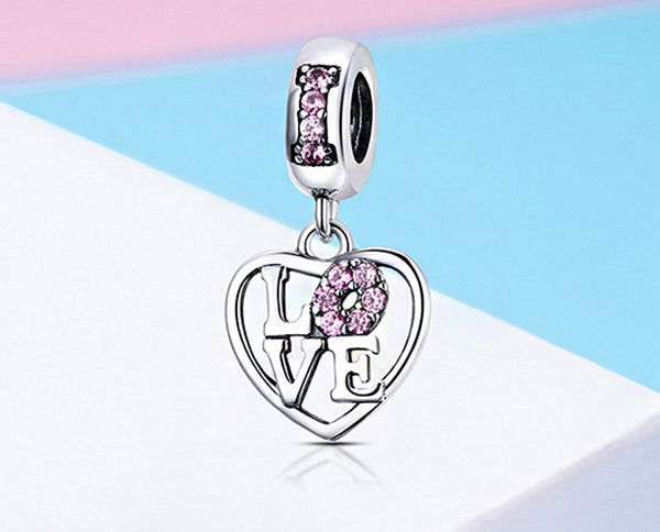 CHARMDANT: Sterling Silver Valentine Love Heart Charm / Pendant