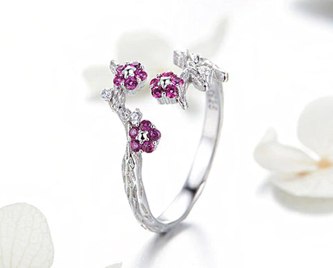 Ring: Sterling Silver Winter Blooming Plum Flower