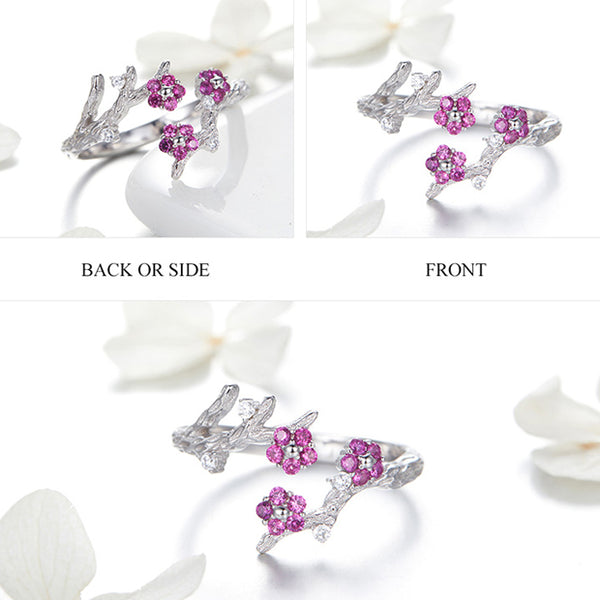 Ring: Sterling Silver Winter Blooming Plum Flower