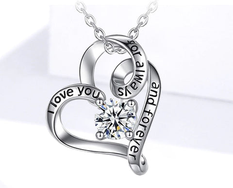 Necklace: Sterling Silver I Love You for Alway And Forever Heart Necklace