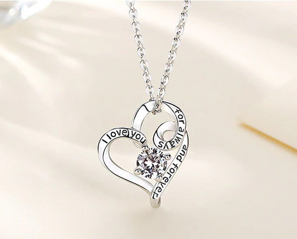 Necklace: Sterling Silver I Love You for Alway And Forever Heart Necklace