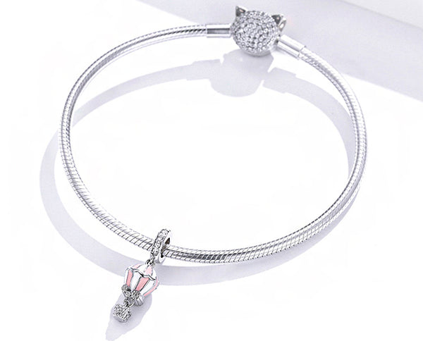 CHARMDANT: Sterling Silver Enamel Romantic Balloon Charm / Pendant