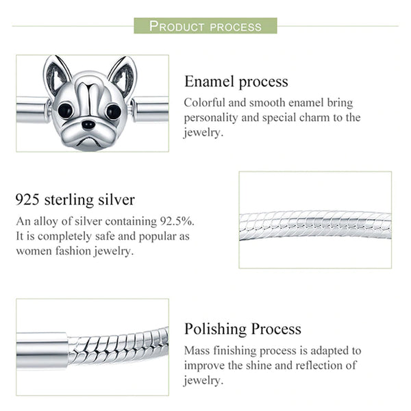 Sterling Silver dog Charm Bracelet