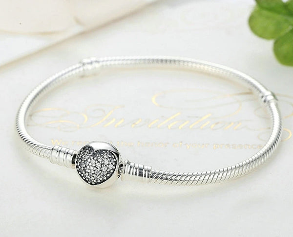 Sterling Silver Ball Heart Bracelet