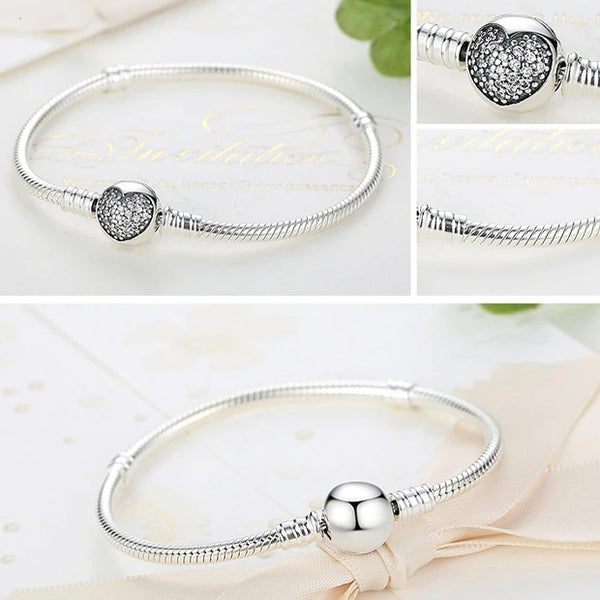 Sterling Silver Ball Heart Bracelet