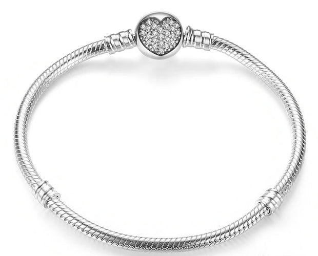 Sterling Silver Ball Heart Bracelet