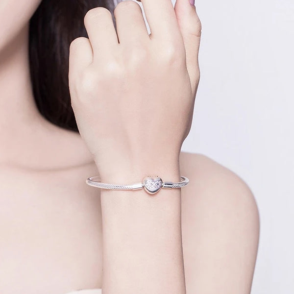 Sterling Silver Heart Infinity Love Bracelet Charm Bangle