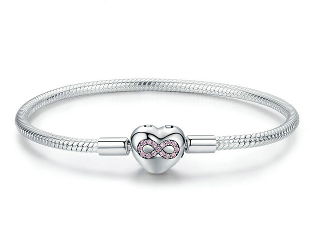 Sterling Silver Heart Infinity Love Bracelet Charm Bangle