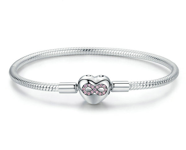 Sterling Silver Heart Infinity Love Bracelet Charm Bangle