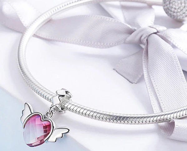 CHARMDANT: Sterling Silver Love Heart Wings Charm / Pendant