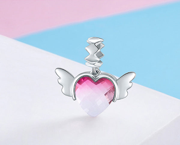 CHARMDANT: Sterling Silver Love Heart Wings Charm / Pendant