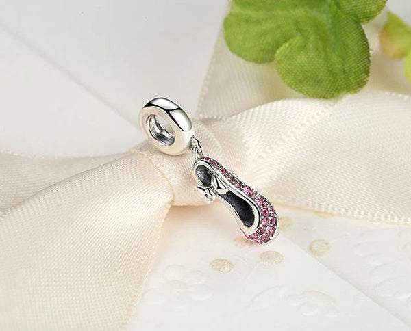 CHARMDANT: Sterling Silver Pink High-heeled Shoe Charm / Pendant