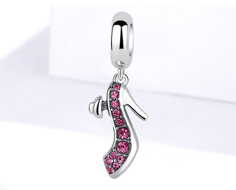 CHARMDANT: Sterling Silver Pink High-heeled Shoe Charm / Pendant