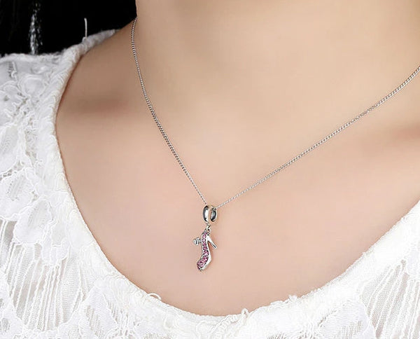 CHARMDANT: Sterling Silver Pink High-heeled Shoe Charm / Pendant