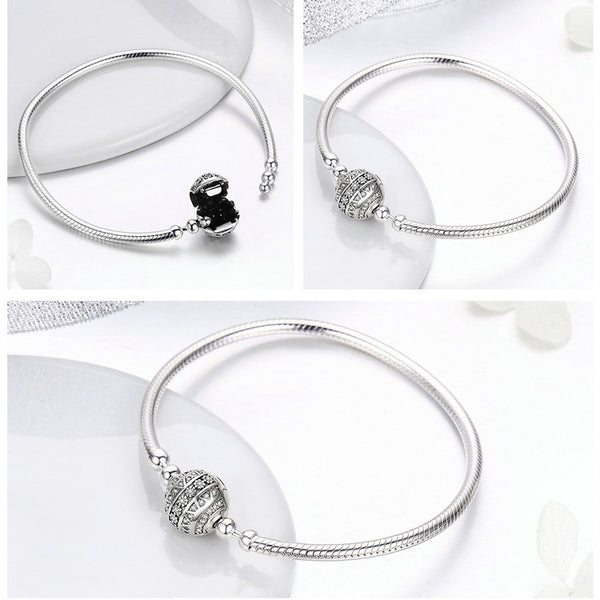 Sterling Silver Sparkling Ball Bracelet Bangles