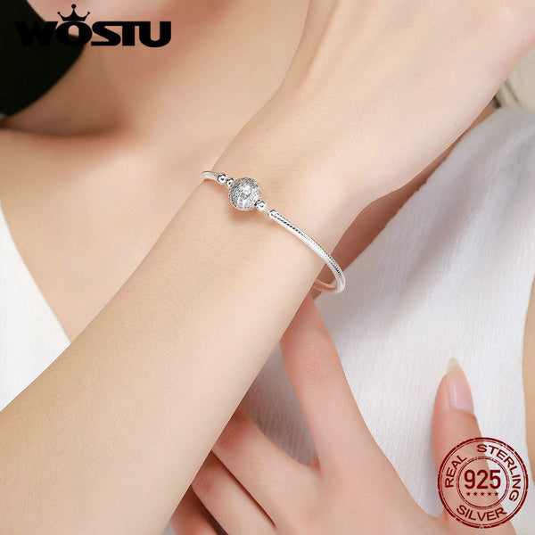 Sterling Silver Sparkling Ball Bracelet Bangles
